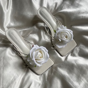 Black rose handmade flower sandal heels image 9