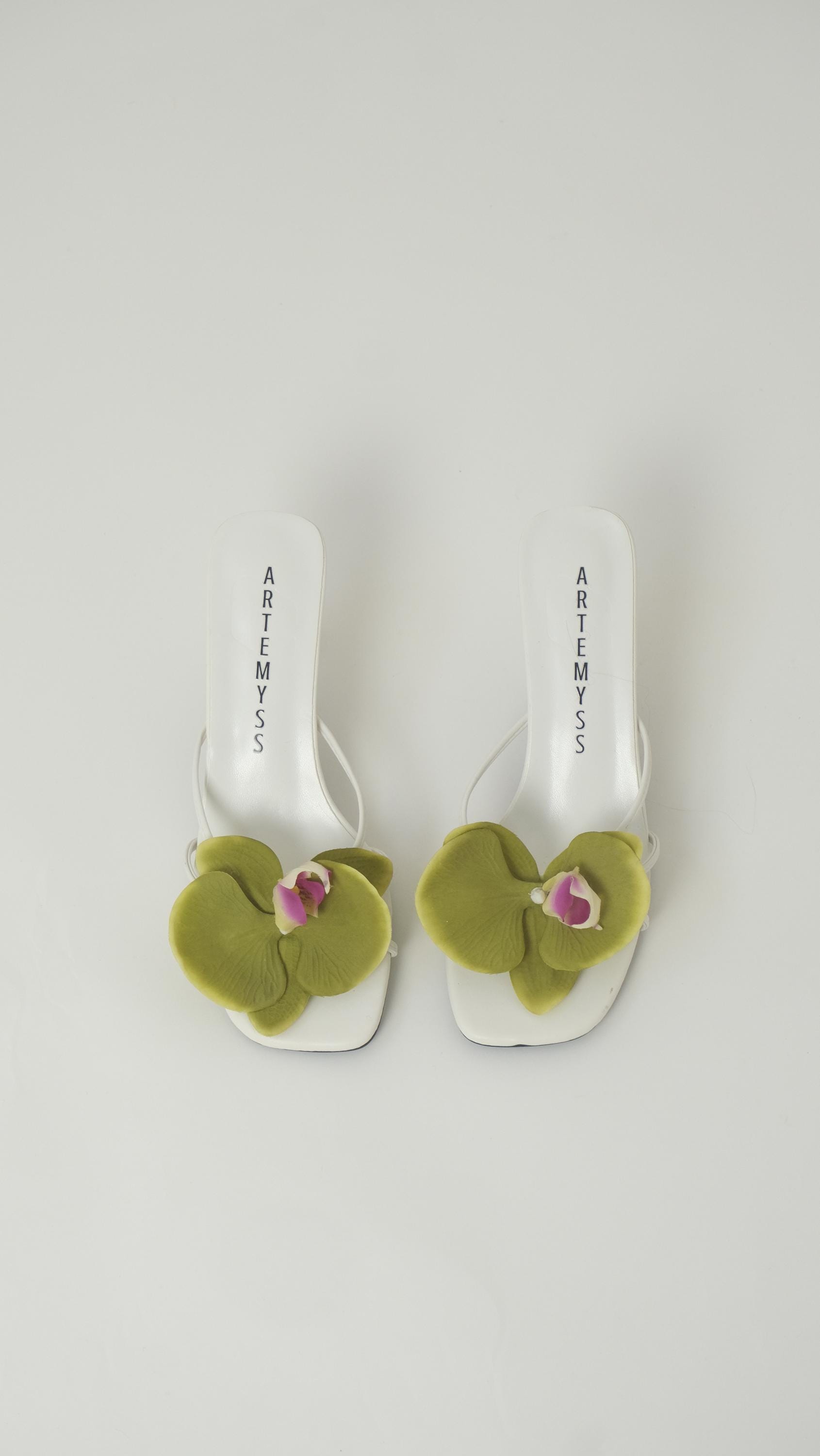 Vivian Olive Green Real Touch Orchid Flower Heels - Etsy
