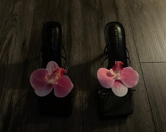 Blush Pink handmade orchid flower sandal heels