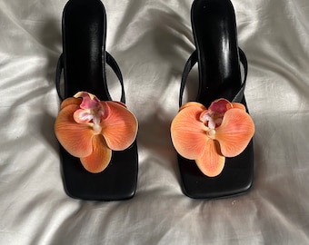 Orange orchid colour flower (Thong style shoe option for bigger sizes)