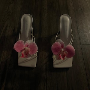 Blush Pink handmade orchid flower sandal heels