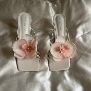 Rose Pink handmade orchid flower sandal heels