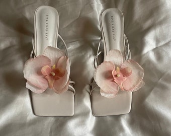 Rose Pink handmade orchid flower sandal heels