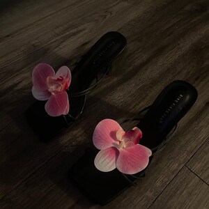 Blush Pink handmade orchid flower sandal heels image 3