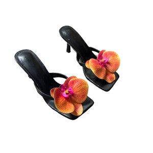 Women’s Orchid Flower Mules with Square Toe