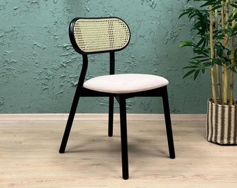 Houten eetkamerstoelen - Eetkamerstoelenset - Eetkamerstoelen - Stoelen voor de woonkamer - Boho Eetkamerstoelen - Rotanstoelen - Keukenstoel