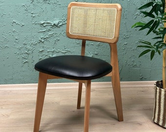 Moderne stoelen uit het midden van de eeuw - Eetkamerstoelen - Eetkamerstoelenset - Houten vintage stoel - Stoelen voor woonkamer - Rustiek - Stoel