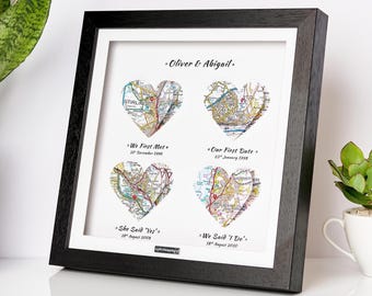 Mappa artistica personalizzata della storia d'amore, regalo per l'anniversario di matrimonio