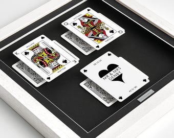 1 Year Paper Anniversary Gift - Traditional Playing Cards Picture - Framed, Personalised Paper cards, First Wedding Anniversary Gift Ideas