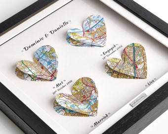 Gift Personalised Map Frame. by A GIFT OF HAPPINESS.  Anniversary Gift.  Wedding Gift by. agiftofhappiness. We Met We Married We Live Hearts