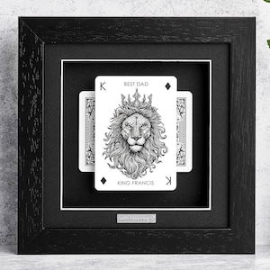 Regalo personalizzato per la festa del papà per papà, regalo personalizzato per papà, regalo fatto a mano per papà, cornice per carte da gioco, ricordo del miglior papà