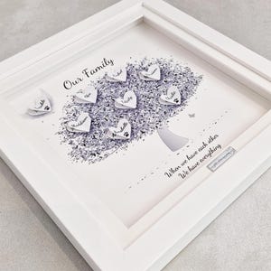 Grey Family tree | Framed our family tree 3D Print | Personalised Family Tree Gift Frame | Family Tree Picture Frame  Christmas Present