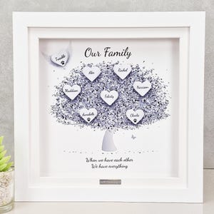 1st Anniversary Gift For Couple - Personalised 1 Year Wedding Anniversary Gifts - Paper Wedding Anniversary Gifts - Paper Family Tree Frame