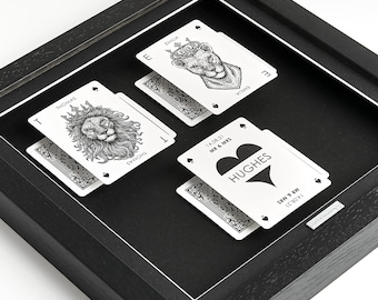 1 Year Paper Anniversary Playing Cards Picture Gift Solid Wood Box Frame, Personalised Paper cards art, First Wedding Anniversary Gift Ideas