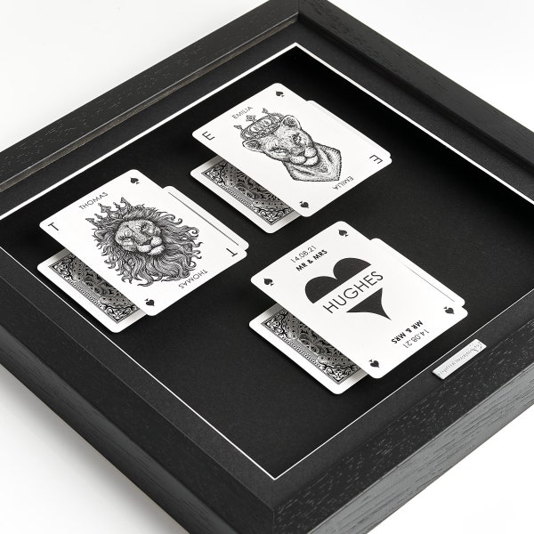 1 jaar papieren verjaardag speelkaarten fotocadeau massief houten doos lijst, gepersonaliseerde papieren kaarten kunst, cadeau-ideeën eerste huwelijksverjaardag