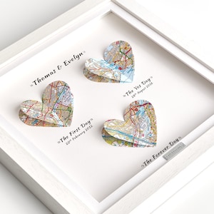 HARTKAARTKADER. door Een geschenk van geluk. Gepersonaliseerd huwelijkscadeau van agiftofhappiness. Muurkunst papier jubileum 1 jaar