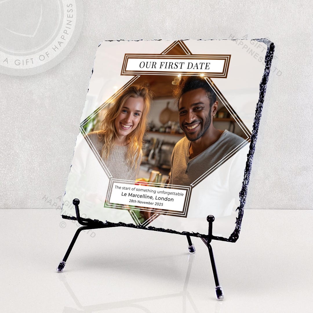 Our First Date Personalised Rock Photo Slate Dating Gift - Etsy
