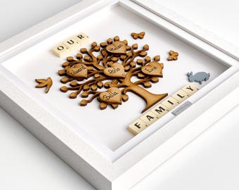 5 Year Wood Anniversary Gifts - 5th Anniversary Gift For Couple - Personalised - 5 Years Wooden Wedding Anniversary - Family Tree Frame