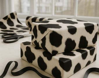 Cowhide Wrapping Paper, Rustic Gift Wrap, Farmhouse Decor, Western Party Supplies, Unique Packaging for All Occasions
