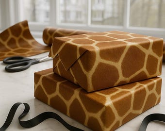 Carta da regalo con stampa giraffa: carta da regalo ecologica con tema animali