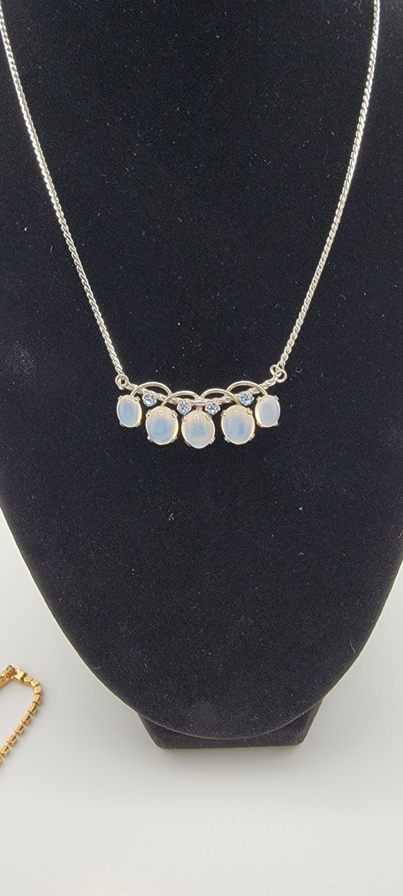 Van Dell Sterling Silver Faux Moonstone and Blue C