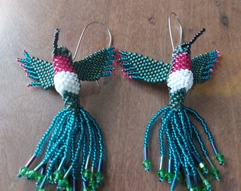 Beaded Hummingbird Earrings for women