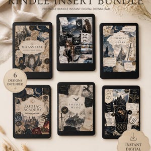 Paquete de inserciones para Kindle de Romantasy / Inspirado en la fantasía y la estética Dark Academia (Descarga digital)
