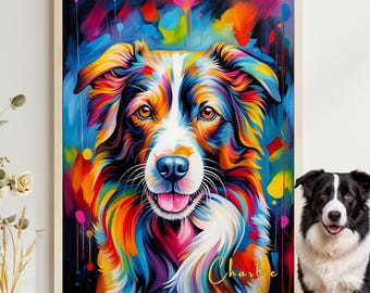 Pet Portraits from Photo: Custom Dog Watercolor Pet Memorial Canvas or Digital, 90 Styles