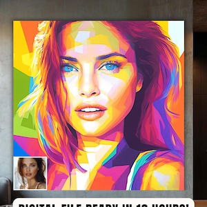 Custom WPAP Abstract Portrait from Photo Unique Personalized Canvas Painting Gift
