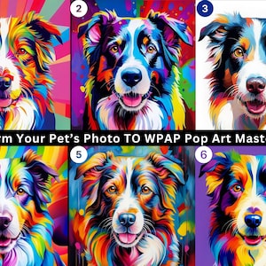 Custom Pet Portraits Using Pet Photo Personalized Digital Prints from Photo Dog Pop Art Portrait Colorful Wall Art Print Photo Gift WPAP Art