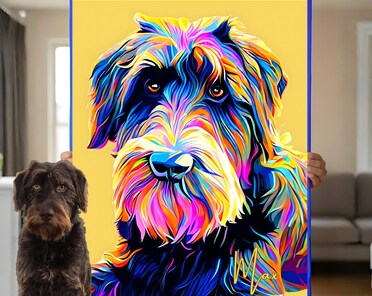 アイドル [MINYYUNY] Because Lettering PET Color Custom Schnauzer Portrait, Colorful Pop Art Dog Painting