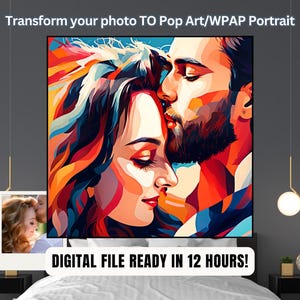 Portrait WPAP, transformez votre photo en portrait Pop Art Portrait WPAP personnalisé Illustration Popart personnalisée Couple cadeau famille