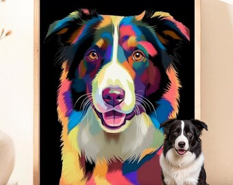 Custom Pet Portrait | Neon Rainbow Pop Art Dog Painting, Colorful Dog Wall Art, Personalized Pet Memorial Gift, Dog Lover Gift, 102 Styles
