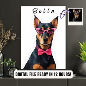 Dog with Glasses Portrait Custom Dog Portrait, Transform Your Dog Photo into a Cartoon Comic Print, Personalized Dog Portrait Unique Gift