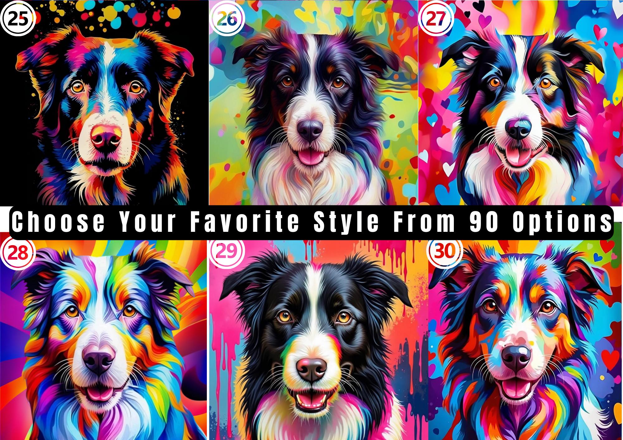 Custom Dog Portrait | Vibrant Neon Pop Art Canvas | WPAP Style Pet