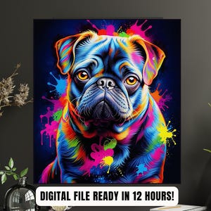 Personalisiertes Portrait mit Haustierfoto Digital Digital Drip Art Portrait vom Foto Pop Art Hundeportrait Bunt Wand Pop Art Print Geschenk WFAP