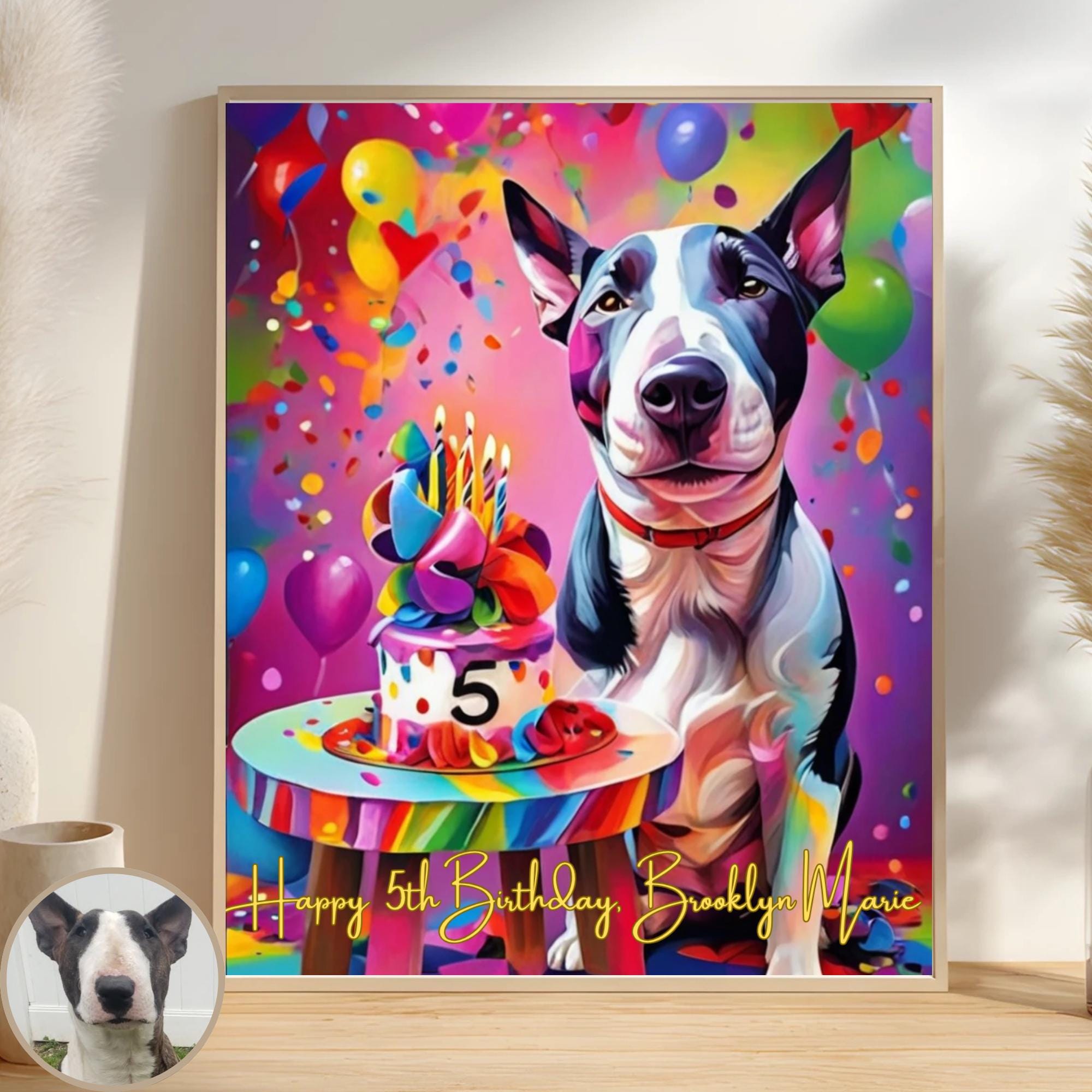 Custom Dog Birthday Portrait | Colorful Pop Art Pet Illustration ...