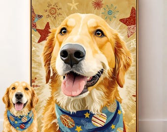 Personalisiertes Hunde Portrait vom Foto | Personalisierte Haustier Pop Art Leinwand | Buntes Haustier-Memorial-Geschenk | Personalisierte Hundeportrait | 102 Stile