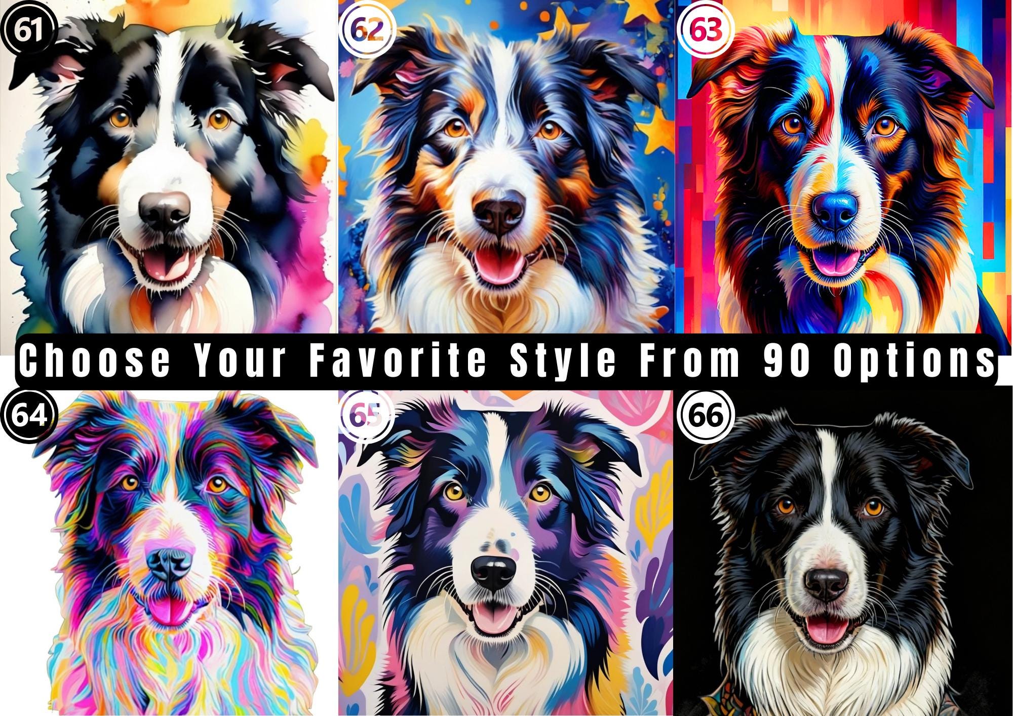 Custom Dog Portrait | Vibrant Neon Pop Art Canvas | WPAP Style Pet