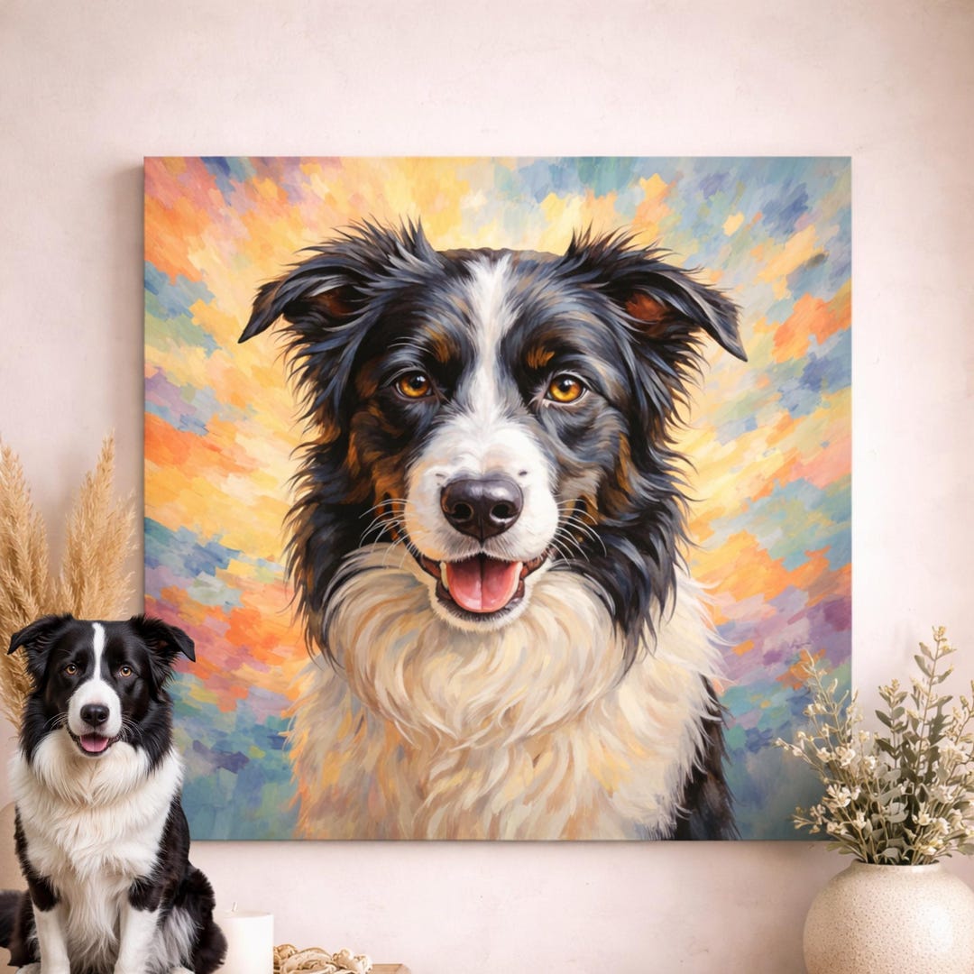 Custom Dog Oil Painting Canvas | Expressive Pet Portrait Wall Art | 96 ...