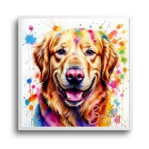 Drip Pop Art Portrait Custom Dog Watercolor Portrait Colorful Popart Digital Prints Portrait Painting from Photo Rainbow Personalized Gift