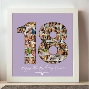 18th Birthday Photo Collage Custom Gift Birthday Number 18 Birthday Printable Editable 18th Birthday Collage Template Personalized in Canva