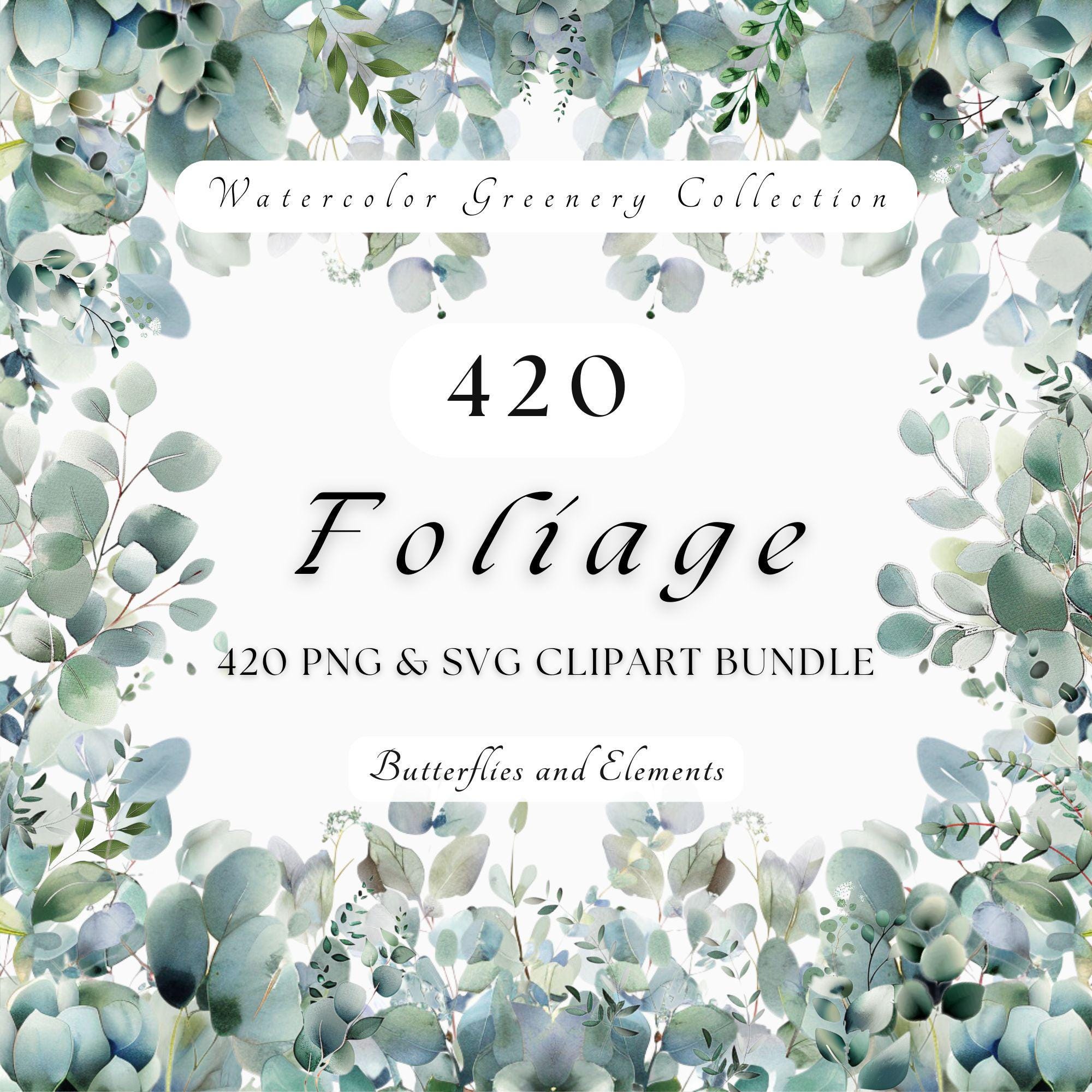 Watercolor Eucalyptus Greenery Clipart Bundle PNG SVG | Sage Green ...