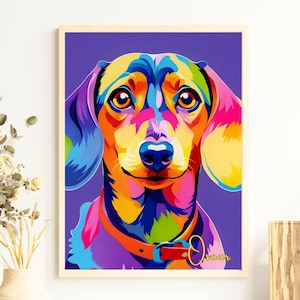 Custom Pop Art Portrait Watercolor Colorful Portrait from Photo Popart Print Portrait Dog Painting Rainbow Bridge Personalized Gift Pet WPAP