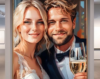 Custom WPAP Pop Art Portrait,Abstract Couple/Family Canvas Print, Personalized Wedding Portrait from Photo, Bride and Groom Anniversary Gift