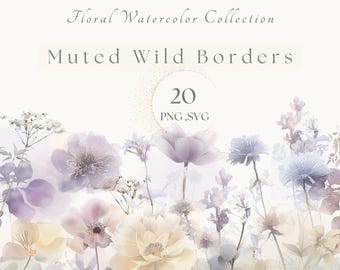 Wildflower Watercolor Clipart: Boho Floral Frames & Borders (SVG, PNG)