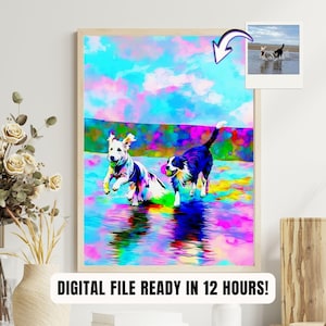 Custom Pop Art Portrait Pop Art Pet Memorial Gift Personalized Watercolor Popart Portrait from Photo Glowing Andy Warhol Print Photo WPAP