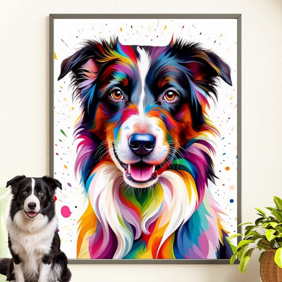 Custom Pet Portraits: Rainbow Colorful Pop Art Dog or Cat Canvas