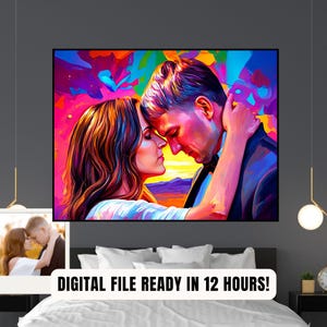 Portrait pop art transformez une photo en portrait Portrait WPAP personnalisé Illustration personnalisée cadeau anniversaire couple famille mariage art