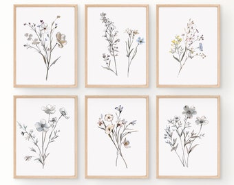 Watercolor Wildflower Print Set: Boho Farmhouse Wall Art (Instant Digital Download)
